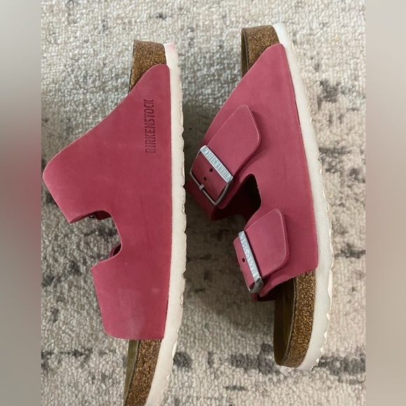 Arizona Birkenstocks Big Buckle Mauve Pink Leather Slip-on Slides Sandals 39 - Picture 6 of 10